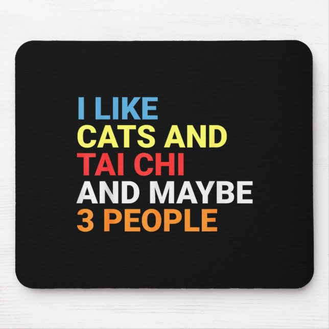 Tapis De Souris Retro I Like Cats And Tai Chi Lover Funny Martial  (Devant)