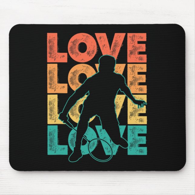 Tapis De Souris Retro I Love Badminton Thème Design graphique (Devant)