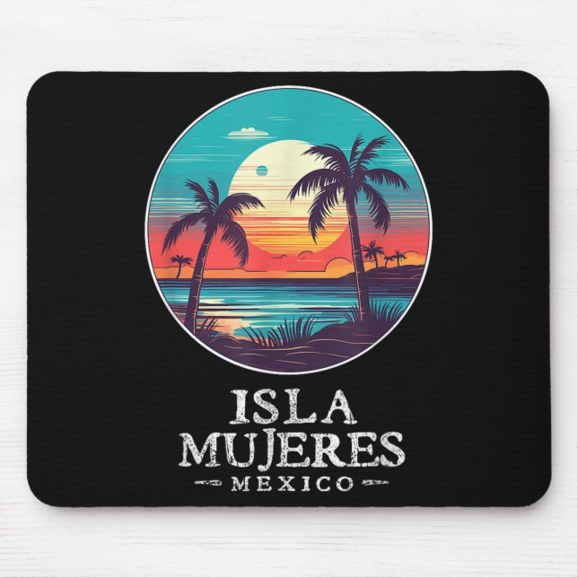 Tapis De Souris Retro Isla Mujeres Mexico Beach Sunset Souvenir Me (Devant)