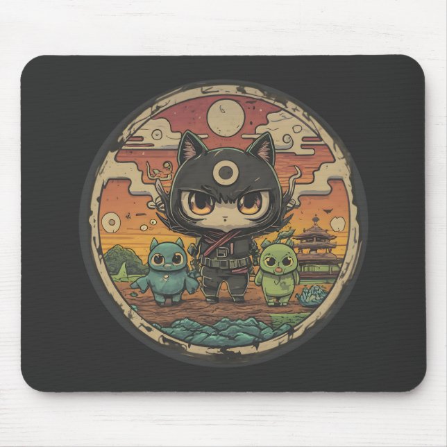 Tapis De Souris Retro Island Pals : équipage de chat Ninja (Devant)