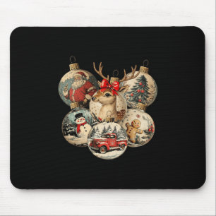 Tapis De Souris Retro Joyeux Noël Père Noël Snowman Nutcracker Rou