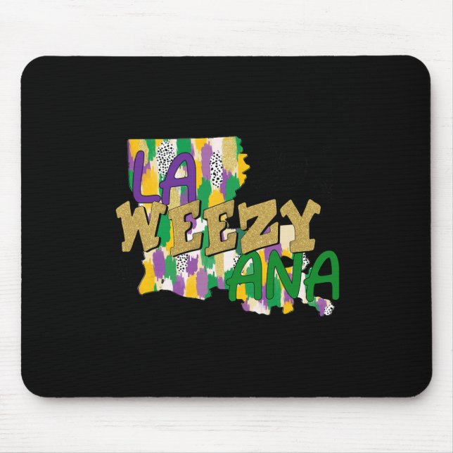 Tapis De Souris Retro La Weezy Ana Happy Mardi Gras Louisiane Nouv (Devant)