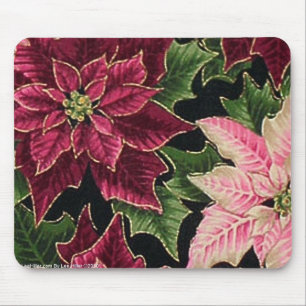 Tapis De Souris Rétro les années 50 Poinsettia Bourgogne rose