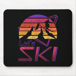 Tapis De Souris Retro Lets Ski Vintage 80s 90s Ski de neige