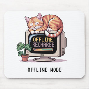 Tapis de Souris Rétro Lofi PixelArt Chat Endormi H