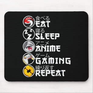 Tapis De Souris Rétro Manger Dormir Anime Jeux Répéter Kawaii Anim