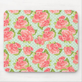 Tapis De Souris Rétro menthe vintage élégante de rose d'impression