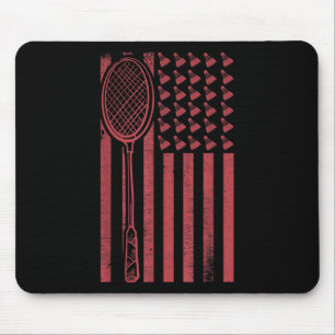 Tapis De Souris Rétro Merica Drapeau Usa Badminton Sport Joueur Vo