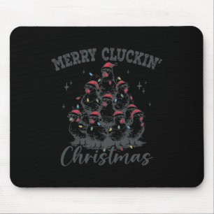 Tapis De Souris Retro Merry Cluckin Noël Drôle poulet Père Noël