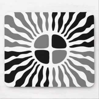 Tapis De Souris Retro Mod Black and White Sunburst Geometric Mouse