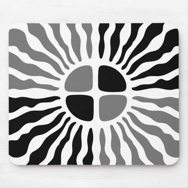 Tapis De Souris Retro Mod Black and White Sunburst Geometric Mouse (Devant)