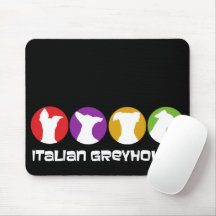 Rétro Moderne Italien Greyhounds Dark Mouse Pad