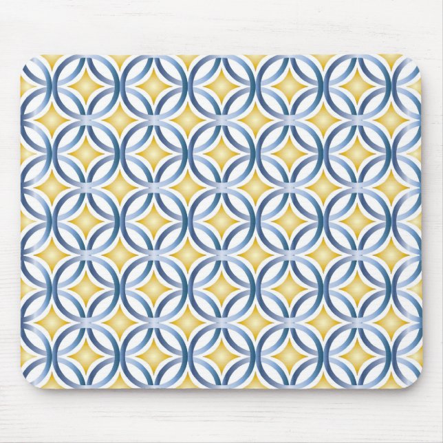 Tapis De Souris Rétro motif bleu et jaune (Devant)