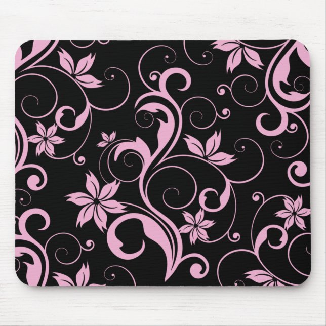Tapis De Souris Rétro motif floral moderne rose Mousepad élégant (Devant)