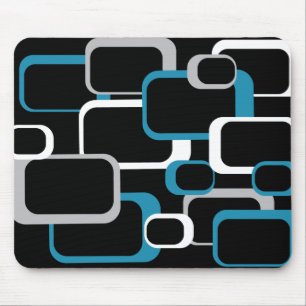 Tapis De Souris Rétro Mousepad carré bleu et blanc gris