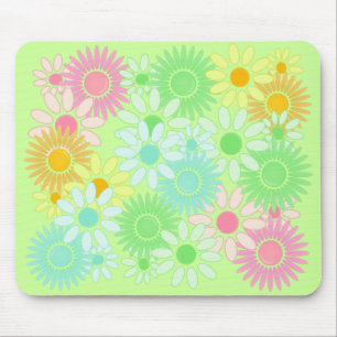 Tapis De Souris Rétro mousepad flower power de style de marguerite