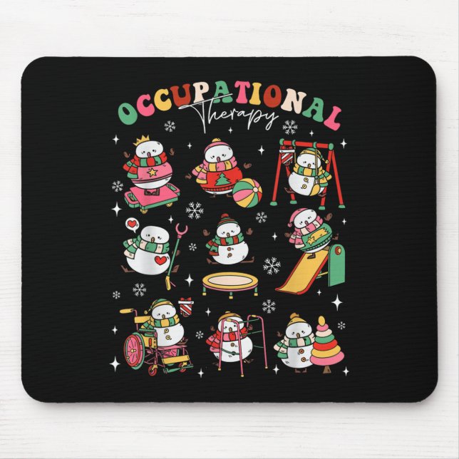 Tapis De Souris Retro Occupational Therapy Christmas Snowman Ot Ot (Devant)