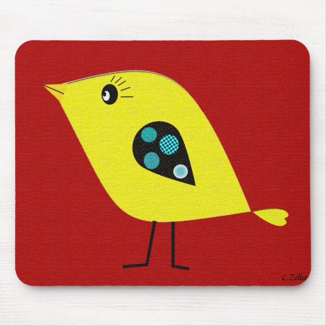 Tapis De Souris Rétro oiseau moderne (Devant)