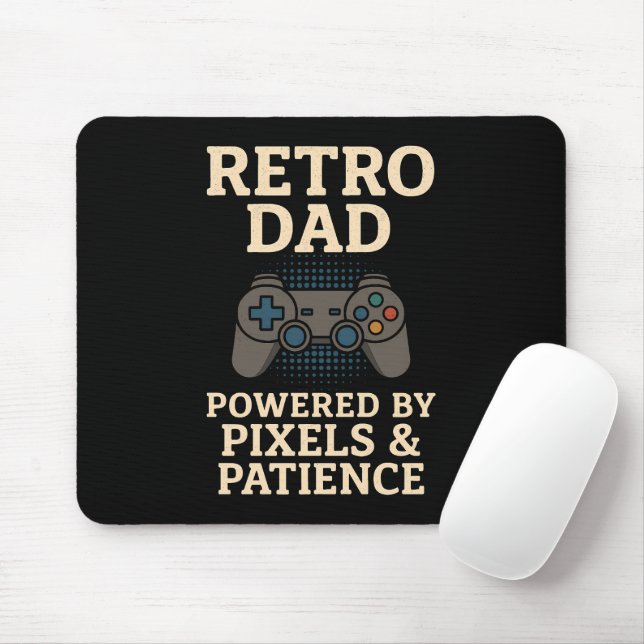Tapis De Souris Retro Papa Pixel Gamer Design (Avec souris)