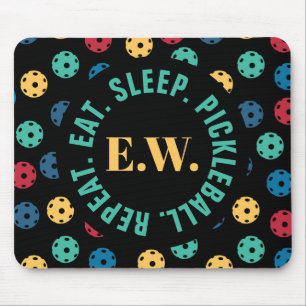 Tapis De Souris 😍 Retro Pickleballs / noir avec initiales