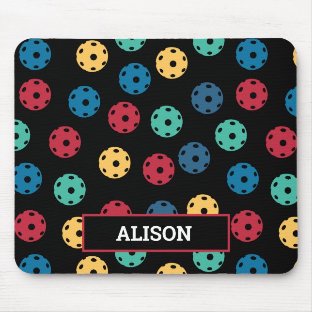 Tapis De Souris 😍 Retro Pickleballs / noir avec nom (Devant)