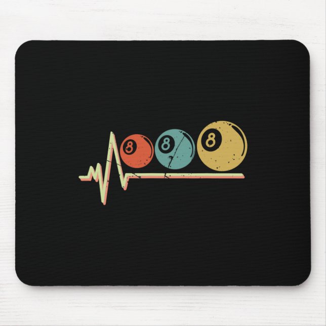 Tapis De Souris Retro Pool Player Cadeau Billard Ll Heartbeat (Devant)