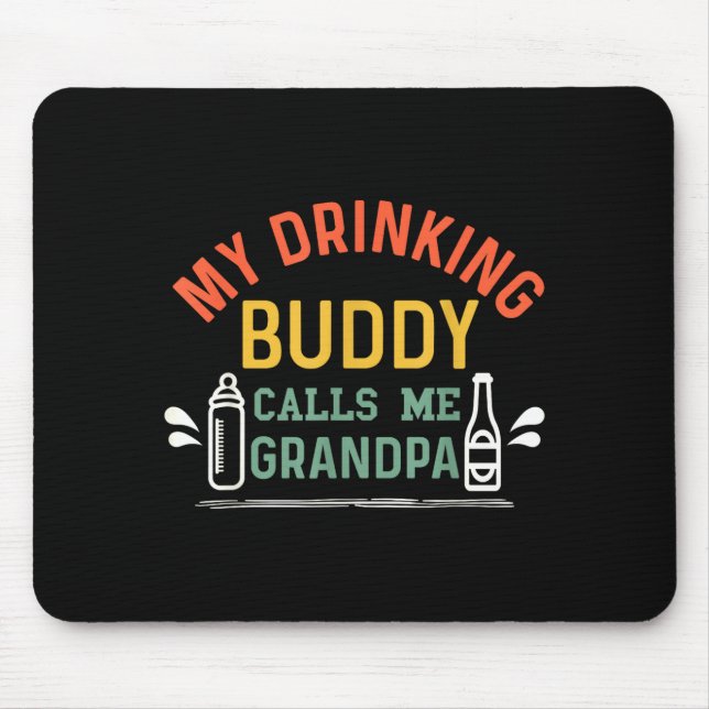 Tapis De Souris Retro Pregnancy Announcement Grandpa My Drinking B (Devant)