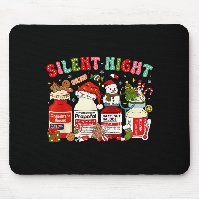Tapis De Souris Retro Profol Silent Night Icu Nurses Funny Merry C (Devant)