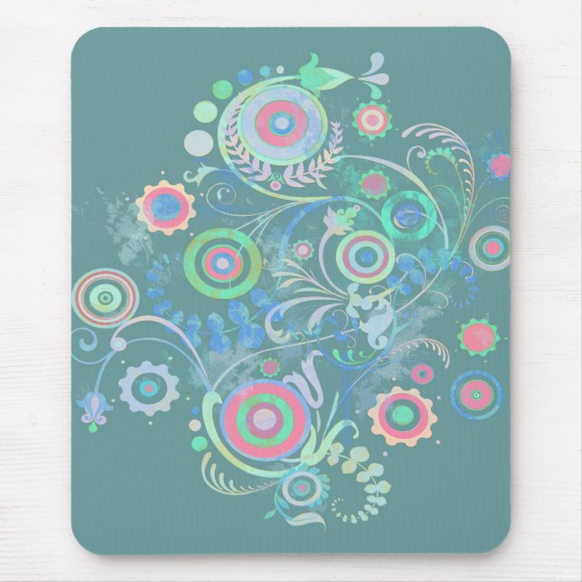 Tapis De Souris Rétro remous frais Teal Mousepad (Devant)