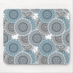 Tapis De Souris Rétro, rétro motif, bleu et gris, élégant