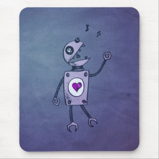 Tapis De Souris Rétro robot de chant heureux grunge