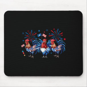 Tapis De Souris Retro Rooster Patriotique Usa Poulets de ferme ani