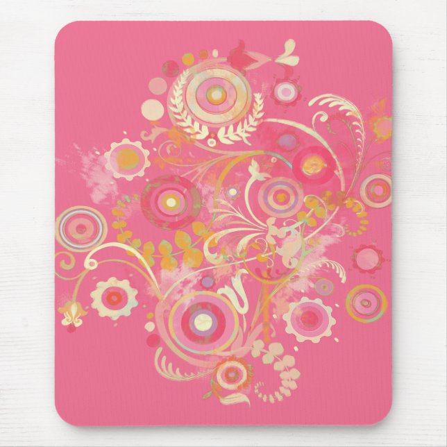 Tapis De Souris Rétro rose frais Mousepad de remous (Devant)