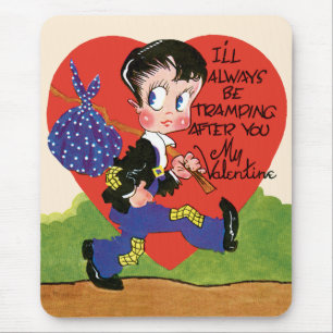 Tapis De Souris Rétro Saint-Valentin, Cœur de garçon vagabond vint
