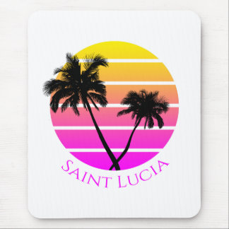 Tapis De Souris Rétro Sainte-Lucie de palmiers de plage