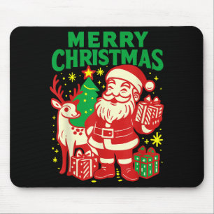 Tapis De Souris Rétro Santa Joyeux Noël Graphique de vacances vint