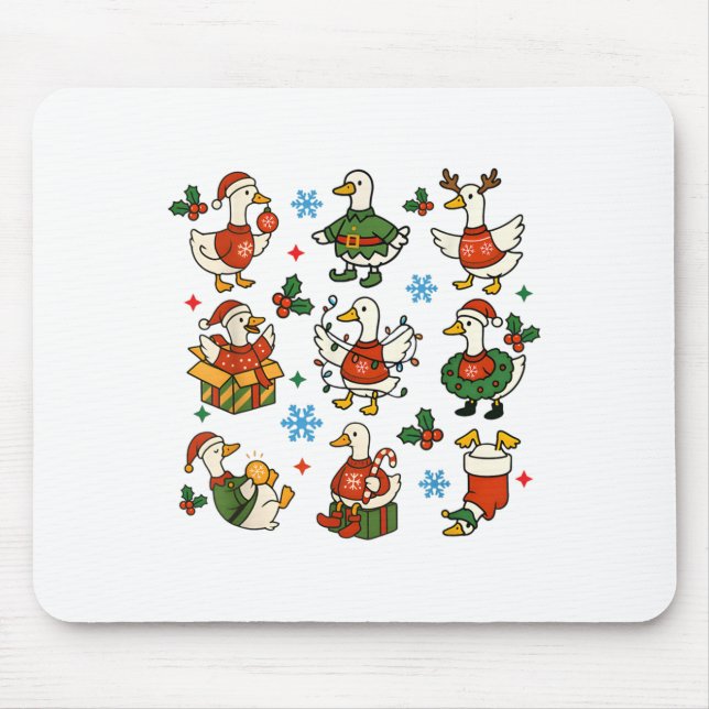 Tapis De Souris Retro Silly Goose Père Noël Christmas mignonne Joy (Devant)