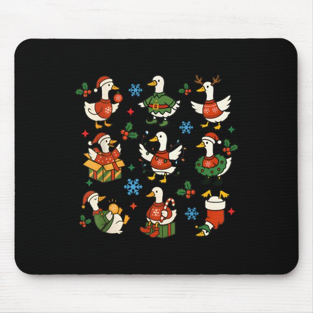 Tapis De Souris Retro Silly Goose Santa Christmas Cute Merry Goose (Devant)