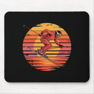 Tapis De Souris Retro Ski alpin Vintage Sunset Sports Cadeaux