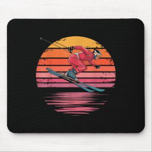 Tapis De Souris Retro Ski alpin Vintage Sunset Sports Cadeaux