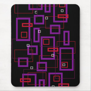 Tapis De Souris Retro squares, red, purple and black