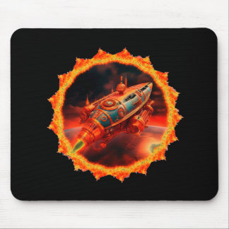 Tapis De Souris Retro Steampunk Moon Rocket