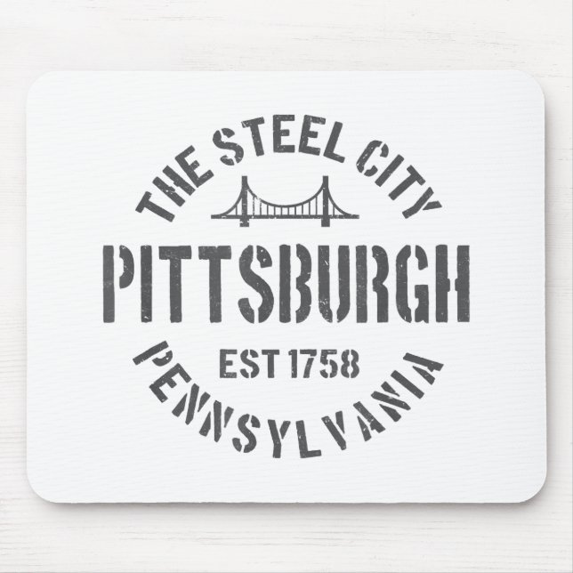 Tapis De Souris Retro Steel City Pittsburgh Pennsylvania Yinz vint (Devant)