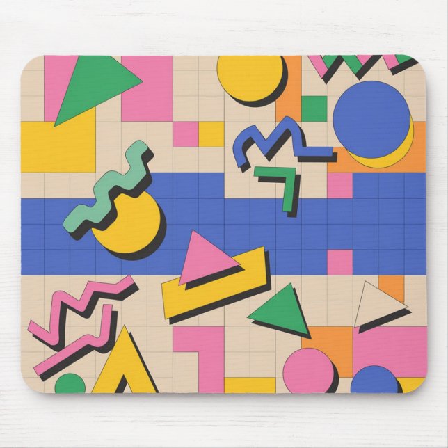 Tapis de souris rétro style géométrique Memphis (Devant)