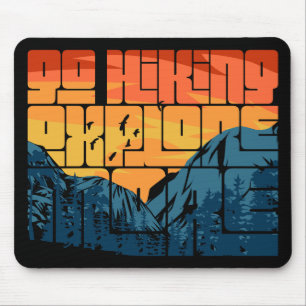 Tapis De Souris Retro Sunset Paysage Randonnée Aventure Explorez