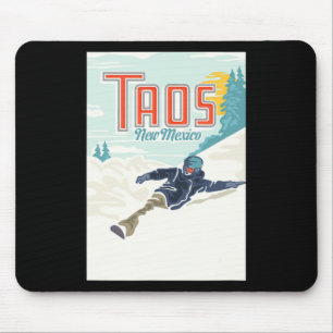 Tapis De Souris Retro Taos Ski Valley Nouveau-Mexique Ski Snowboar