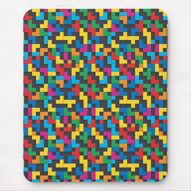 Tapis De Souris Retro Tetris Blocks Seamless Pattern (Devant)