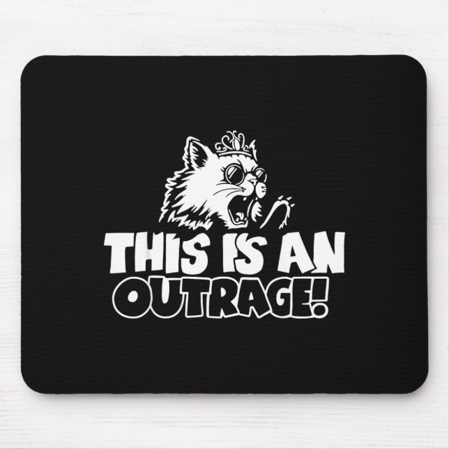 Tapis De Souris Retro This Is An Outrage Quote Meme Cat Cute Funny (Devant)
