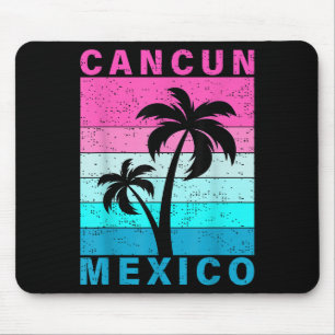 Tapis De Souris Retro Tropical Sunset Cancun Beach Mexique Été V