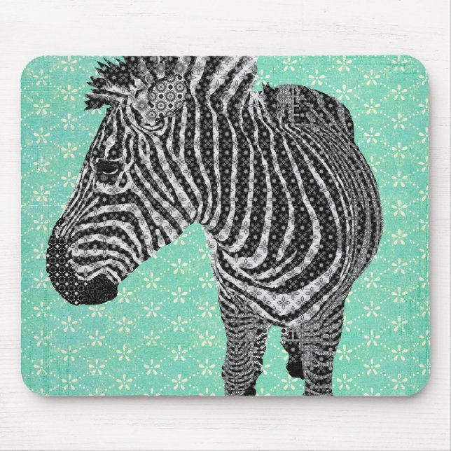 Tapis De Souris Rétro turquoise Mousepad de zèbre (Devant)